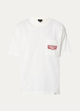 Represent Heren Nothing faster T-shirt met print en borstzak in de kleur Gebroken wit, maat: S