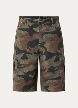 Represent Heren Straight fit korte broek met camouflageprint in de kleur Bruin, maat: M