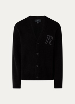 Represent Heren Grofgebreid vest in wolblend met logo in de kleur Zwart, maat: M