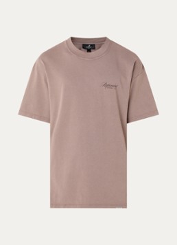 Represent Heren T-shirt met logo- en backprint in de kleur Lichtbruin, maat: XL