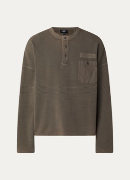 Represent Heren Henley sweater met borstzak en verwassen afwerking in de kleur Zand, maat: XL