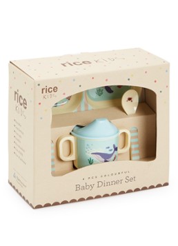 Rice Kinderservies 4-delig Blauw - Deal