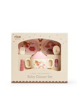 Rice Jongens Kinderservies 4-delig in de kleur Roze, maat: 1MAAT