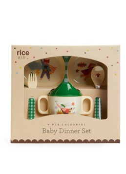 Rice Jongens Kinderservies 4-delig in de kleur Groen, maat: 1MAAT