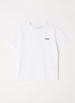 BOSS Jongens T-shirt met logoprint in de kleur Wit, maat: 164