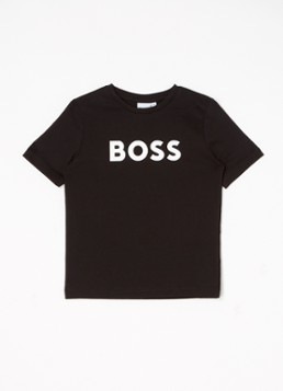 BOSS Jongens T-shirt met logoprint in de kleur Zwart, maat: 116