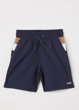 BOSS Jongens Zwemshorts met logo in de kleur Donkerblauw, maat: 14J=164