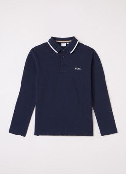 BOSS Jongens Polo met logo in de kleur Donkerblauw, maat: 10J=140