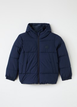 BOSS Jongens Pufferjack met logo in de kleur Donkerblauw, maat: 4J=104