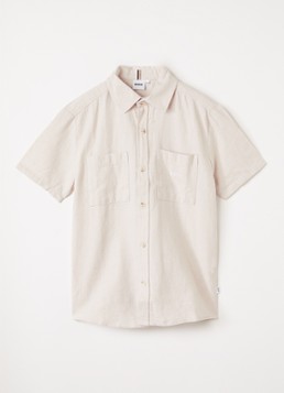 BOSS Jongens Overhemd in linnenblend in de kleur Beige, maat: 16J=176