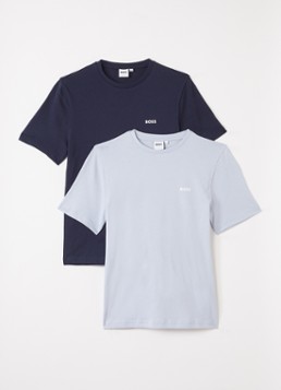 BOSS Jongens T-shirt met logo in 2-pack in de kleur Blauw, maat: 14J=164