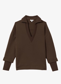 Reiss Dames Bernie pullover met V-hals in de kleur Chocoladebruin