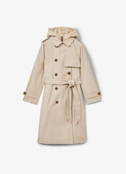 Reiss Dames Azura double-breasted trenchcoat met afneembare capuchon in de kleur Beige