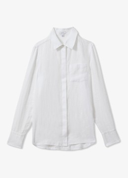 Reiss Dames Belle blouse van linnen in de kleur Wit