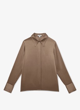 Reiss Dames Ameira blouse van zijde in de kleur Lichtbruin
