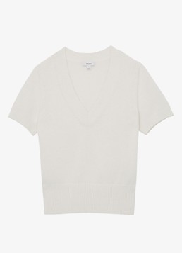 Reiss Dames Lexi ribgebreide top met geknoopt detail in de kleur Taupe