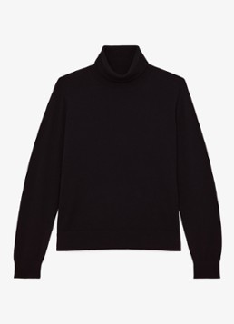 Reiss Dames Wendy fijngebreide trui van wol met col in de kleur Black / Zwart