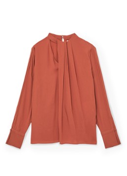 Reiss Dames Marta tuniek met plooidetail in de kleur Oranjebruin