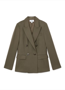Reiss Dames SOLENE Wool-Blend Double-Breasted Suit Blazer in de kleur Groen