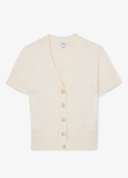 Reiss Dames Anya fijngebreid vest in wolblend in de kleur Wit