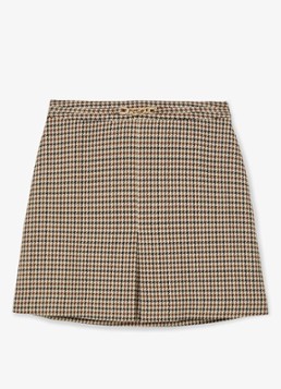 Reiss Dames Beatrix minirok in wolblend met pied-de-poule dessin in de kleur Beige