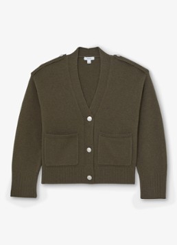 Reiss Dames Maya fijngebreid vest in kasjmierblend met steekzakken in de kleur Bronsgroen