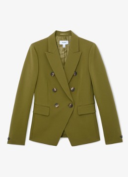 Reiss Dames Priya double-breasted blazer met klepzakken in de kleur Groen