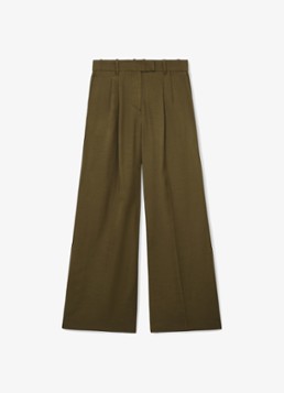 Reiss Dames Cora high waist wide fit pantalon met steekzakken in de kleur Khaki