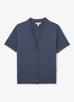 Reiss Dames Anya fijngebreid vest in wolblend in de kleur Donkerblauw