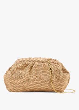 Reiss Dames Georgia clutch met gevlochten detail en afneembare schouderriem in de kleur Beige