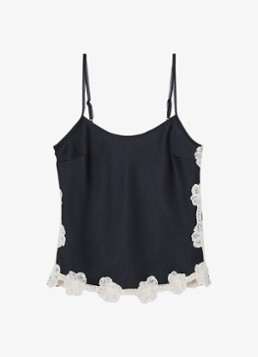 Reiss Dames Doa top van satijn met bloemborduring in de kleur Donkerblauw