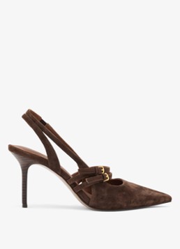 Reiss Dames Beatrice sling-back van suède in de kleur Chocoladebruin