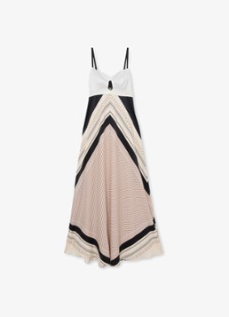 Reiss Dames Myra maxi jurk met grafische print in de kleur Beige