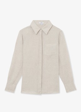 Reiss Dames Belle blouse in linnenblend in de kleur Beige