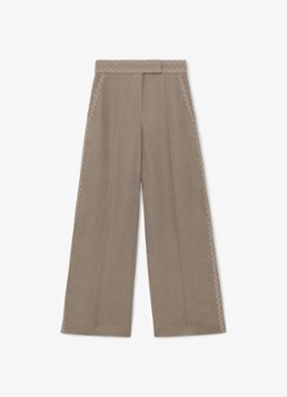 Reiss Dames Mila high waist wide fit pantalon van linnen in de kleur Beige