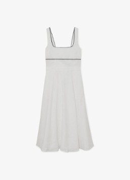 Reiss Dames Dorethea midi A-lijn jurk van linnen in de kleur Wit
