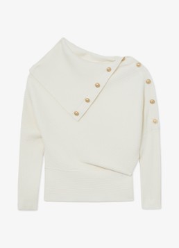 Reiss Dames Lexi ribgebreide top met geknoopt detail in de kleur Wit
