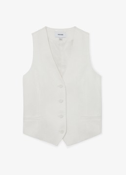 Reiss Dames Alyx gilet in linnenblend met structuur in de kleur Wit