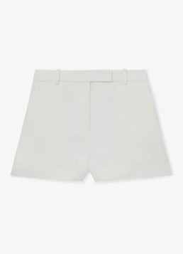 Reiss Dames Alyx high waist wide fit korte broek in linnenblend in de kleur Wit