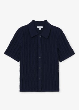 Reiss Dames Audrey blouse met structuur in de kleur Donkerblauw
