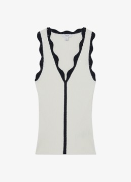Reiss Dames Freya top met ribstructuur in de kleur Gebroken wit
