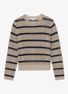 Reiss Dames Skylar grofgebreide trui met streepprint in de kleur Creme