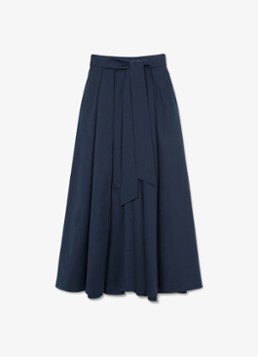 Reiss Dames Simone geplooide maxirok van katoen blend in de kleur Blauw