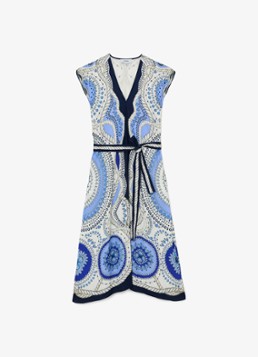 Reiss Dames Heidi midi jurk met grafische print in de kleur Blauw