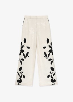 Reiss Dames Delilah high waist wide fit pantalon met bloemenprint in de kleur Ivoor