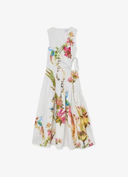 Reiss Dames Bianca midi jurk van linnen met cut-out detail in de kleur Wit