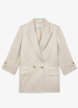 Reiss Dames Nolah double breasted blazer in linnenblend in de kleur Gebroken wit