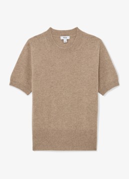 Reiss Dames Stevie fijngebreid trui van kasjmier met ronde hals in de kleur Beige
