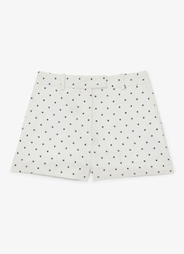Reiss Dames Beatrix high waist wide fit korte broek met stippenprint in de kleur Wit