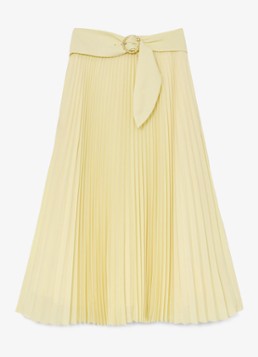 Reiss Dames Amelie midi rok met plooien en ceintuur in de kleur Geel